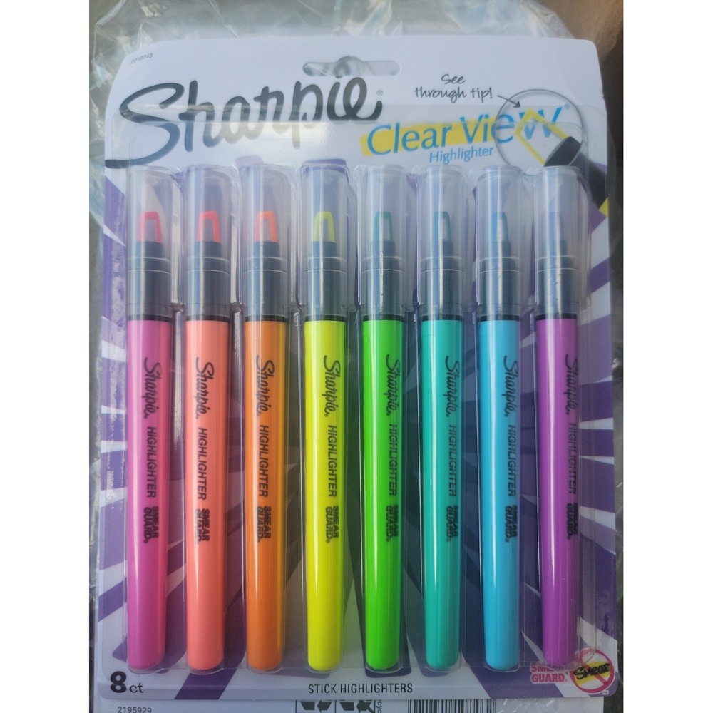 4-Pack 8 Sharpie Clear View Highlighter Sticks, Chisel Tip 32 Total Highlighters